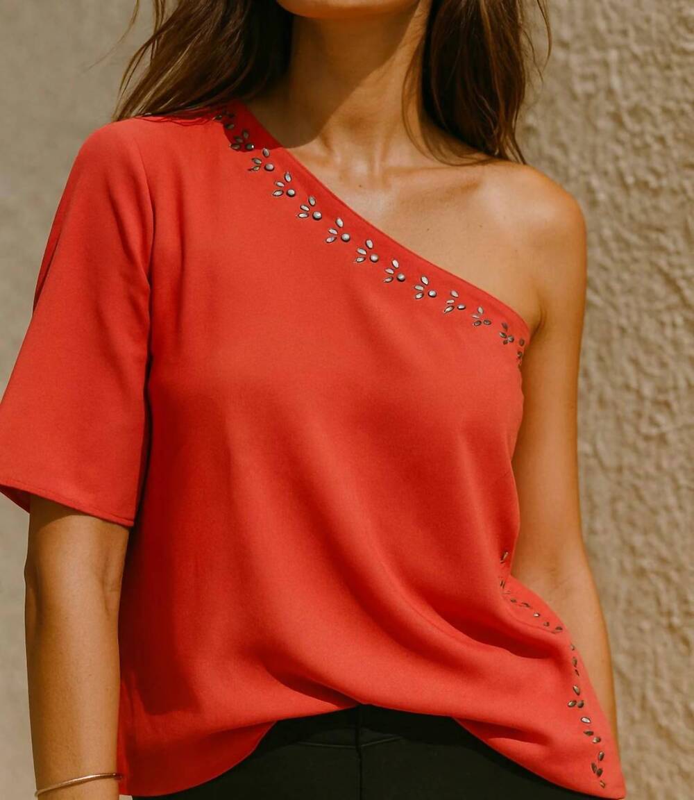 NEW UMA elina one-shoulder blouse in red